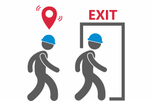 Evacuation and detection of workers caught in an accident