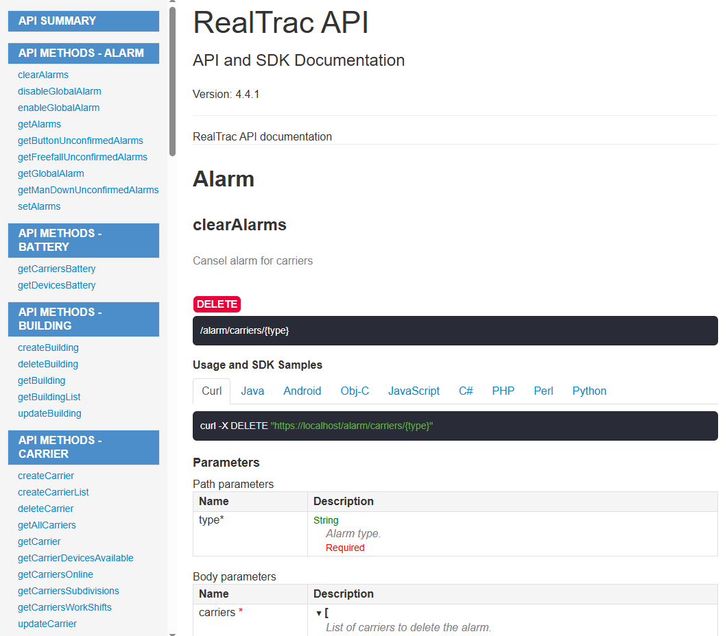 RealTrac 4.4 API