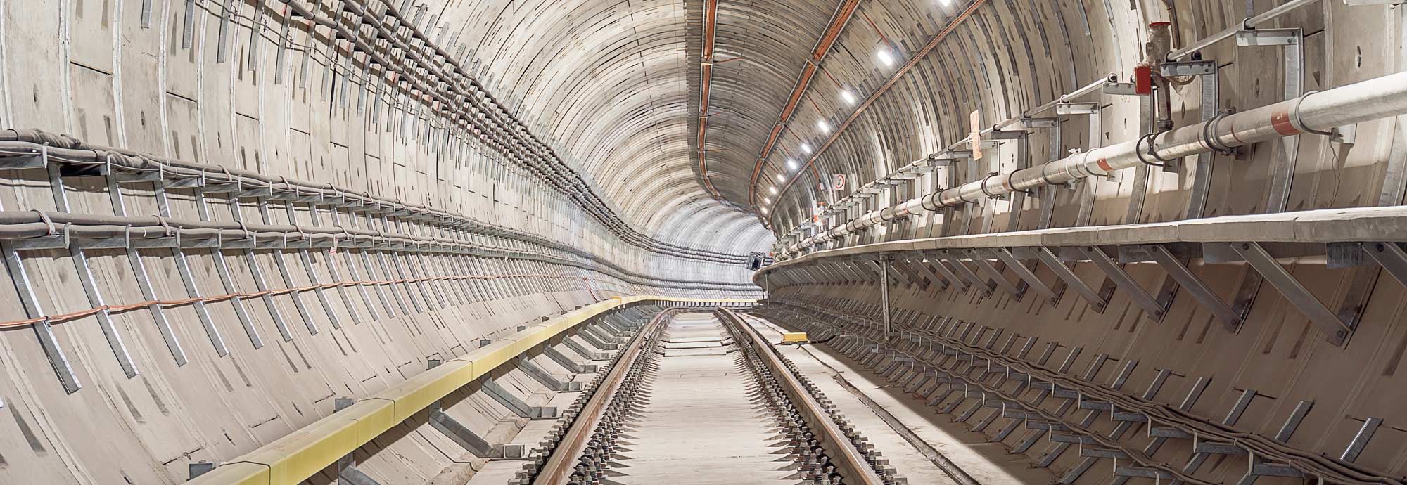 Tunnel with installed cable lines