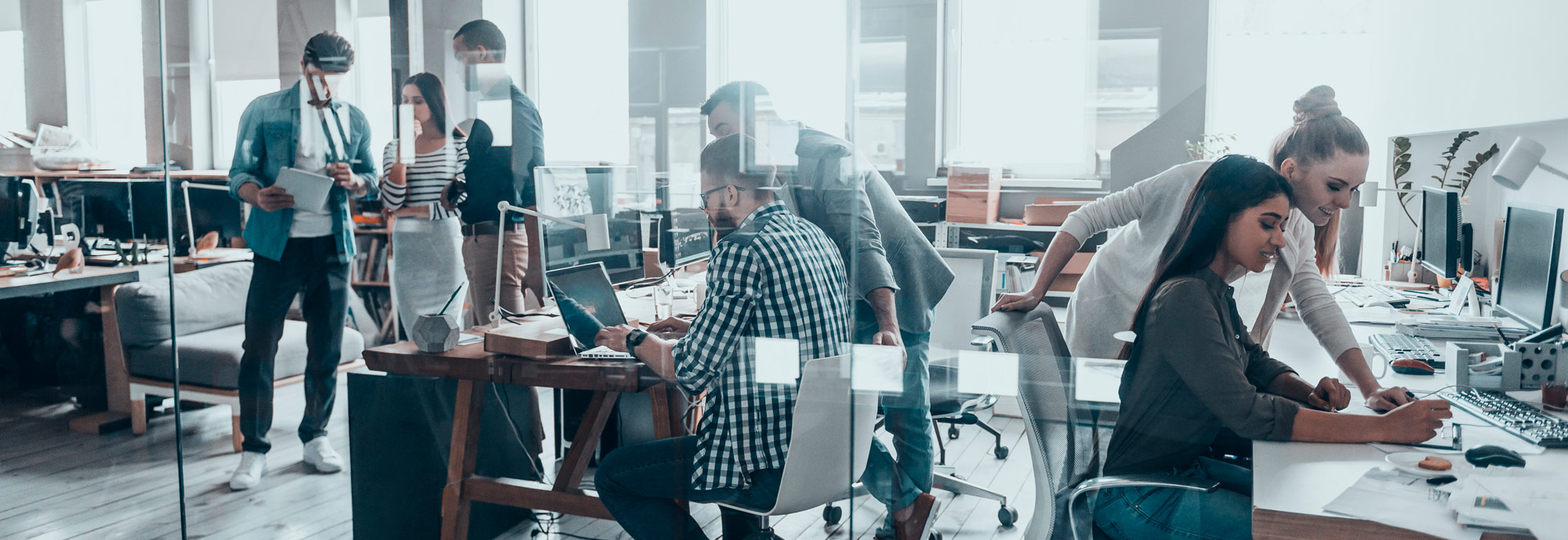 Employees in an office building
